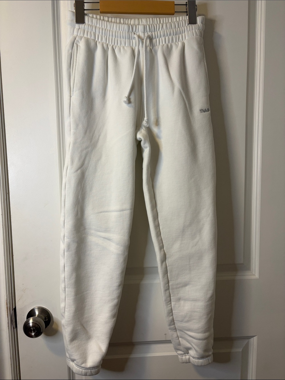 TNA White Fleece Joggers with Drawstring